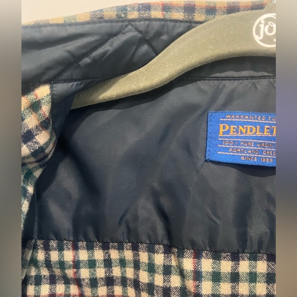 Pendleton Shirt Checkered Long Sleeve 100% Wool Flannel Beige/Green Mens L - Picture 3 of 4